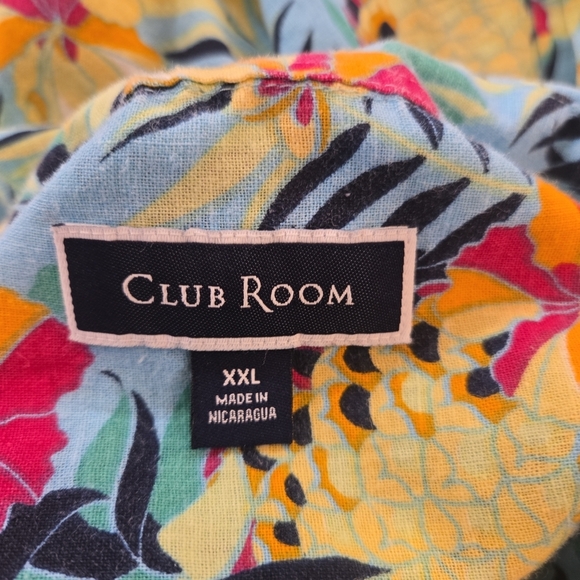 Linen Cotton Pineapple Floral Tropical Hawaiian Short Sleeve Button Down XXL - Picture 5 of 6